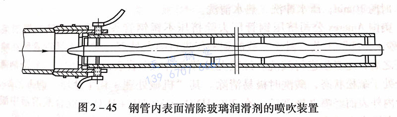 圖 2-45 鋼管的表面清除玻璃潤滑劑的噴吹裝置.jpg 圖 2-45 鋼管的表面清除玻璃潤滑劑的噴吹裝置.jpg